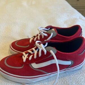Vans Unisex Rowley Red and White Suede Shoes